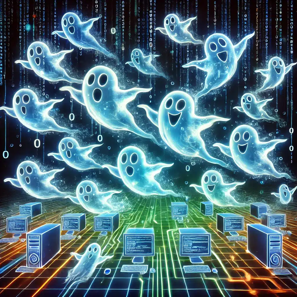 ghosts more actively leaving the digital network (DALL·E 2024)