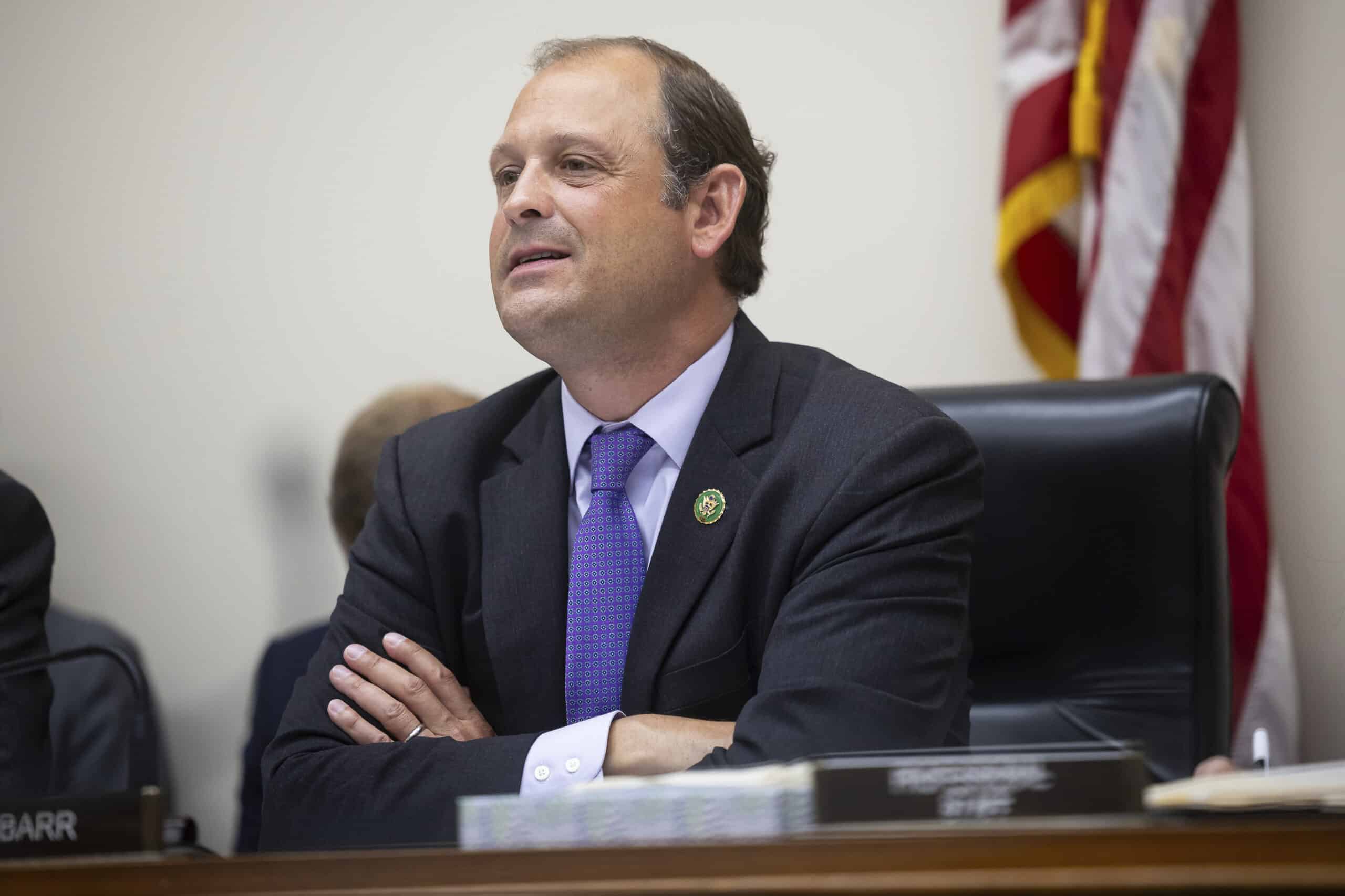 Andy Barr at a hearing