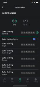 GuitarTuna tuning selection