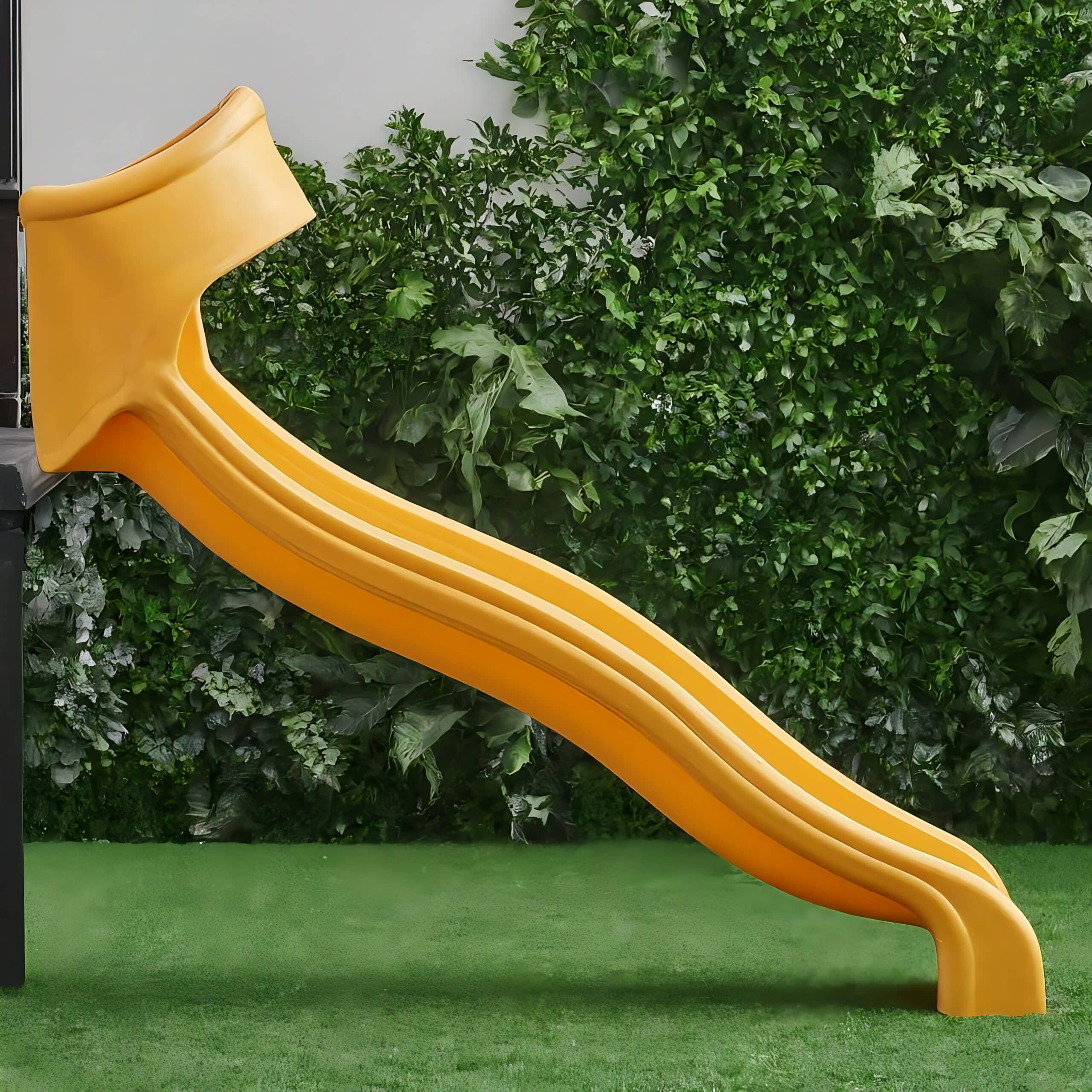 A yellow plastic slide, from a side view. (Shutterstock)